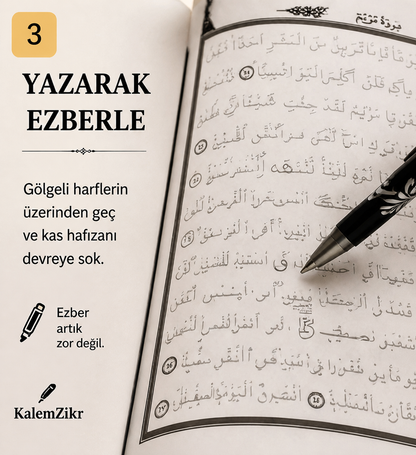 KalemZikr Gölgeli Kur’an-ı Kerim Seti – Yazarak Ezber Desteği