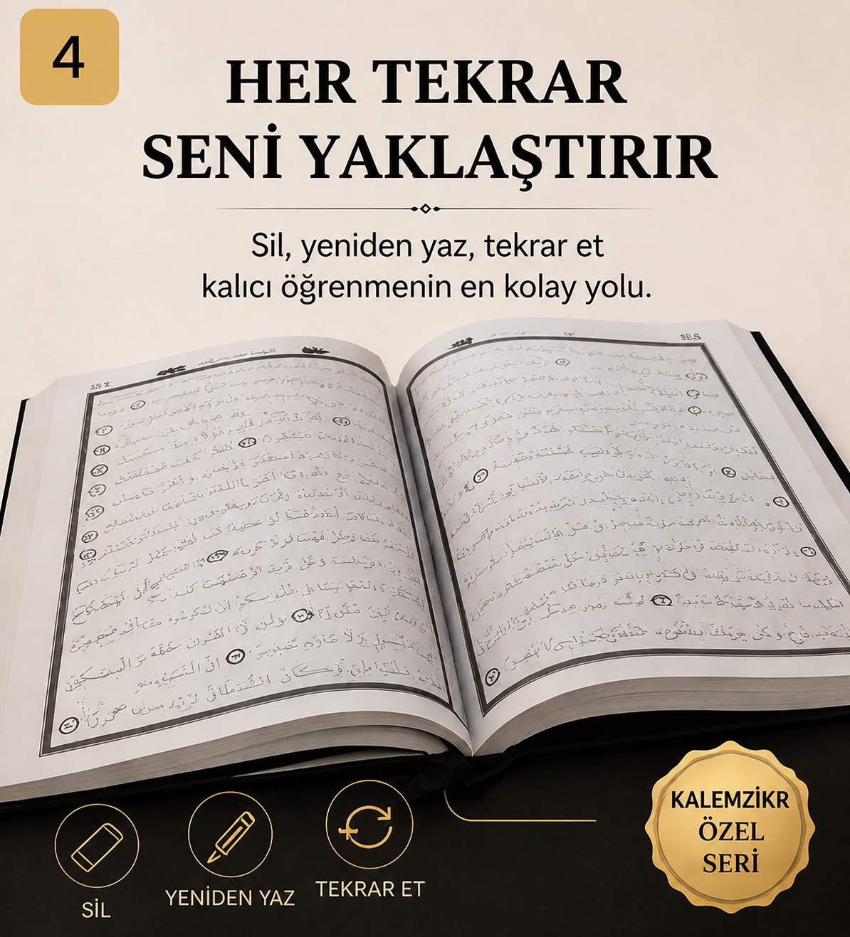 KalemZikr Gölgeli Kur’an-ı Kerim Seti – Yazarak Ezber Desteği